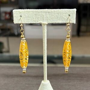 Yellow Glass Swirl Earrings